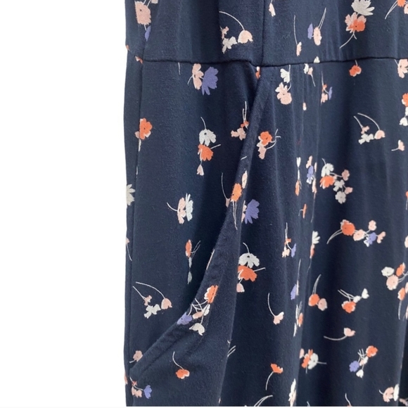 J. JILL Navy Cotton & Modal Super Soft Floral Dress with Pockets - Picture 2 of 5